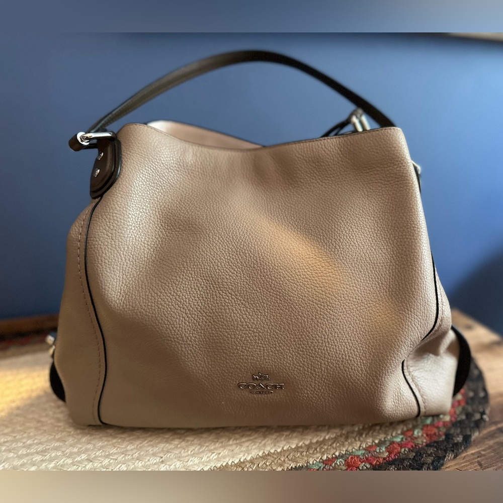 Coach cream and snakeskin print satchel